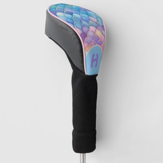 Zeemeermin kleuren met Monogram Custom Design Golfheadcover (Schuin)