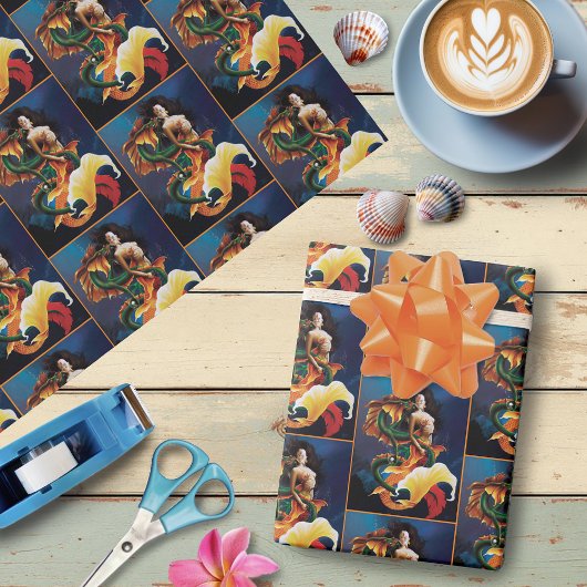 Zeemeermin Koi Dragon Fantasy Cadeaupapier