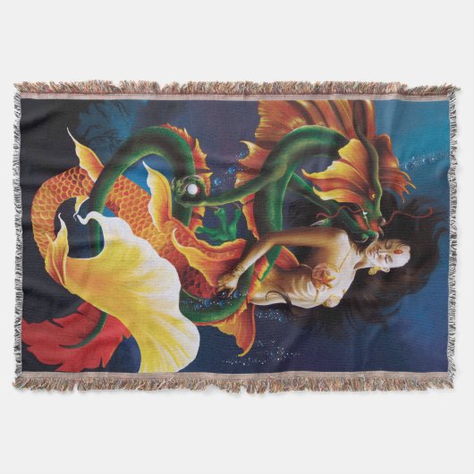 Zeemeermin Koi Dragon Fantasy Deken (Voorkant)