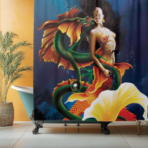 Zeemeermin Koi Dragon Fantasy Douchegordijn