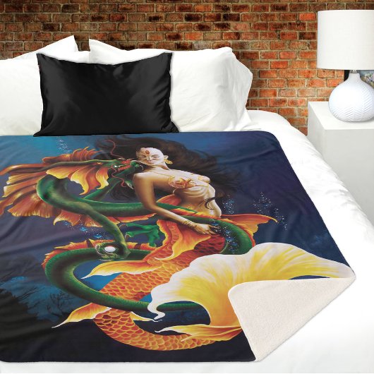 Zeemeermin Koi Dragon Fantasy Sherpa Deken