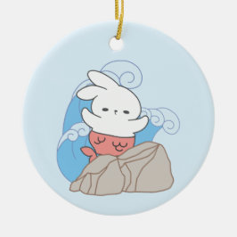 Zeemeermin konijn avonturen een plons van de zomer keramisch ornament