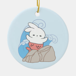 Zeemeermin konijn avonturen een plons van de zomer keramisch ornament