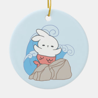 Zeemeermin konijn avonturen een plons van de zomer keramisch ornament