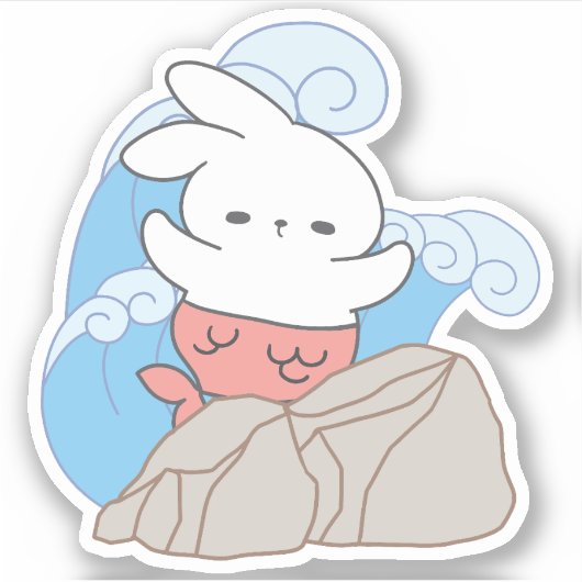 Zeemeermin konijn avonturen een plons van de zomer sticker (Voorkant)