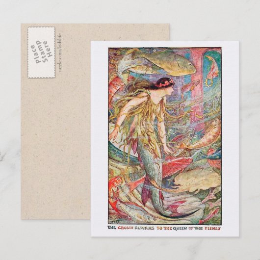 Zeemeermin koningin van de visserij briefkaart (Voorkant / Achterkant)