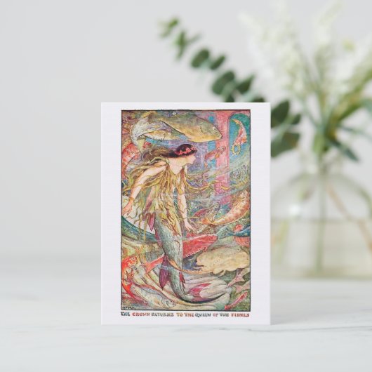 Zeemeermin koningin van de visserij briefkaart (Staand voorkant)