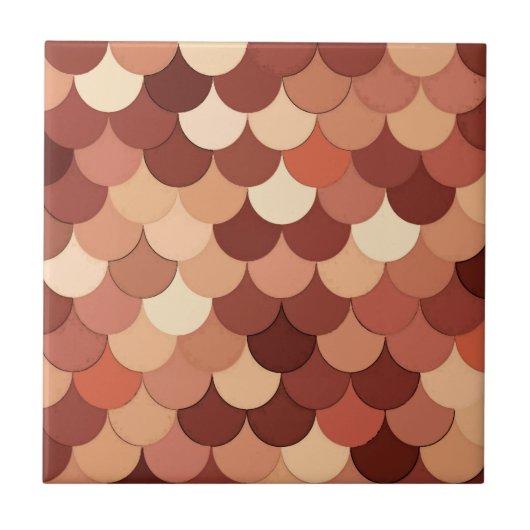 Zeemeermin, koper, bruin, room en tan tegeltje (Voorkant)