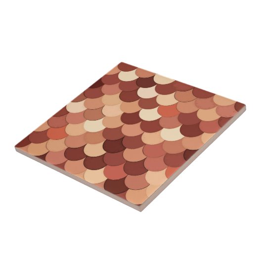 Zeemeermin, koper, bruin, room en tan tegeltje (Zijkant)