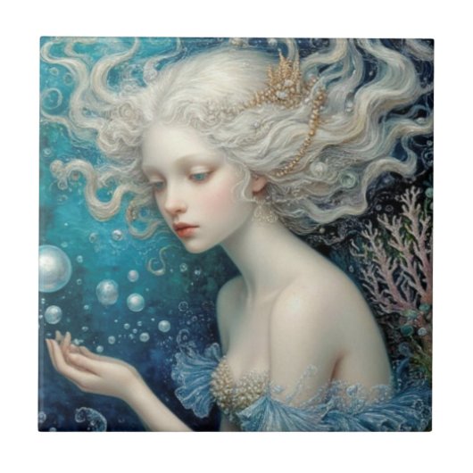 Zeemeermin Koraal onder het Zee Fantasy Tegeltje (Voorkant)