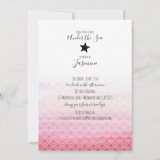 Zeemeermin krachtens de uitnodiging van de Birthda (Voorkant)