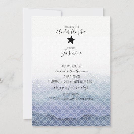 Zeemeermin krachtens de uitnodiging van de Birthda (Voorkant)