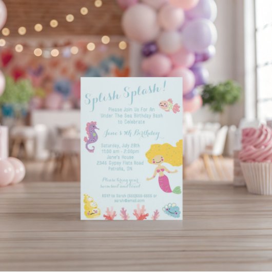 Zeemeermin krachtens de uitnodiging van de Birthda