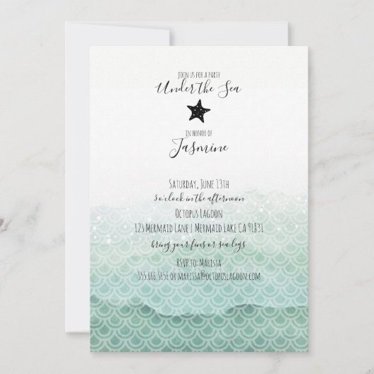 Zeemeermin krachtens de uitnodiging van de Birthda (Voorkant)