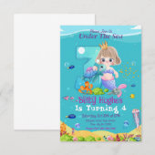 Zeemeermin krachtens het Zee 3e verjaardag uitnodi Kaart (Voorkant / Achterkant)
