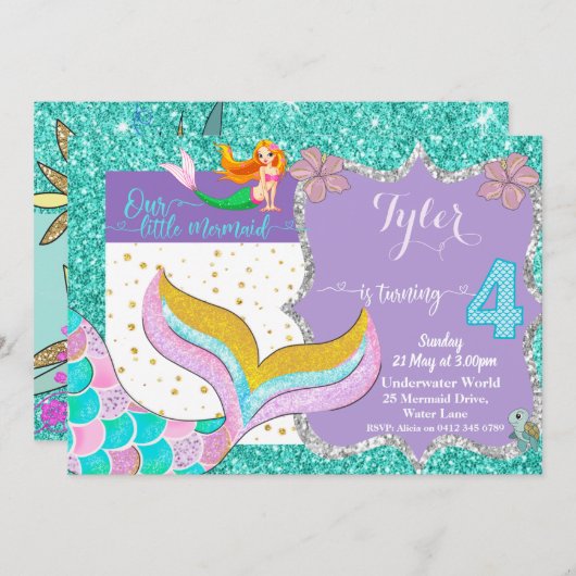 Zeemeermin krachtens het Zee 4e uitnodiging (Voorkant / Achterkant)