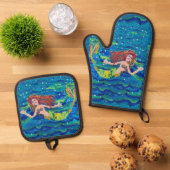 Zeemeermin "Kunst door Kinderen" Ovenwant & Pannenlap Set (Top down)