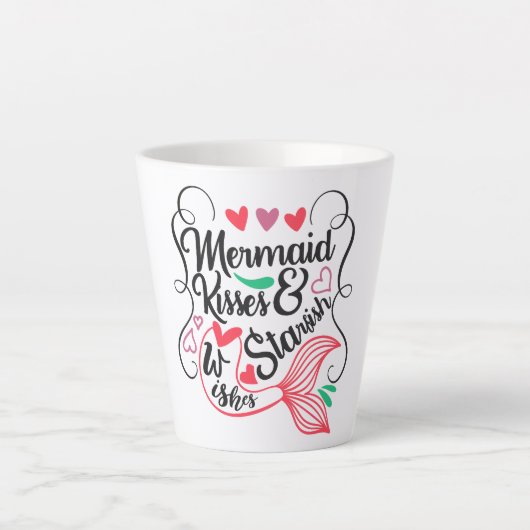 Zeemeermin Kusjes Zeester Wensen Latte Mok (Voorkant)