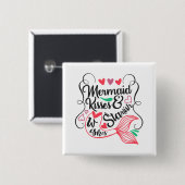 Zeemeermin Kusjes Zeester Wensen Vierkante Button 5,1 Cm (Voorkant /achterkant)