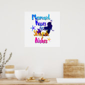 Zeemeermin Kussen & Zeester Wensen Waterverf Stran Poster (Keuken)