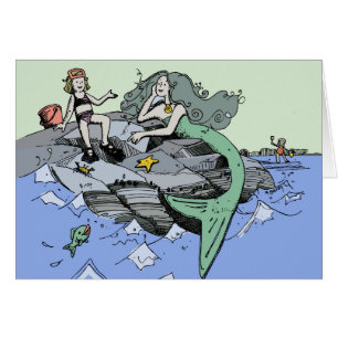 Zeemeermin kust schattig cartoon strand kind kunst