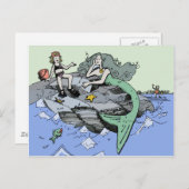 Zeemeermin kust schattig cartoon strand kind kunst briefkaart (Voorkant / Achterkant)
