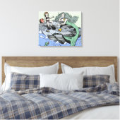 Zeemeermin kust schattig cartoon strand kind kunst canvas afdruk (Insitu (Slaapkamer))