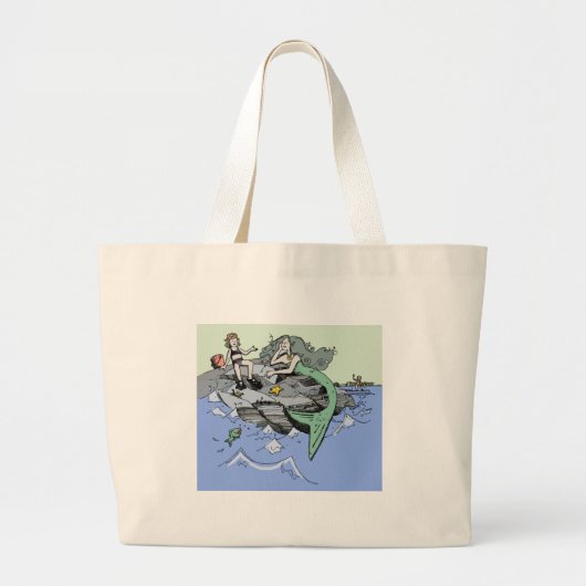 Zeemeermin kust schattig cartoon strand kind kunst grote tote bag (Voorkant)