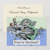 Zeemeermin kust schattig cartoon strand kind kunst kaart (Voorkant / Achterkant)