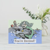 Zeemeermin kust schattig cartoon strand kind kunst kaart (Staand voorkant)