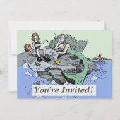 Zeemeermin kust schattig cartoon strand kind kunst kaart (Voorkant)