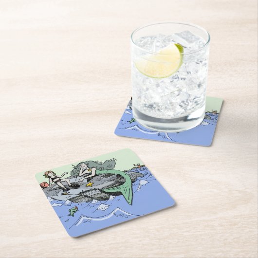 Zeemeermin kust schattig cartoon strand kind kunst kartonnen onderzetters (Insitu)