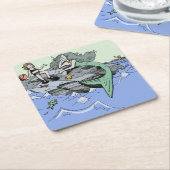 Zeemeermin kust schattig cartoon strand kind kunst kartonnen onderzetters (Schuin)