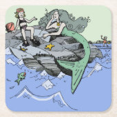 Zeemeermin kust schattig cartoon strand kind kunst kartonnen onderzetters (Voorkant)