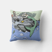 Zeemeermin kust schattig cartoon strand kind kunst kussen (Achterkant)