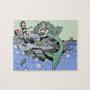 Zeemeermin kust schattig cartoon strand kind kunst legpuzzel