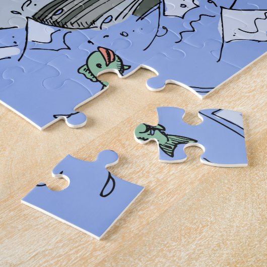 Zeemeermin kust schattig cartoon strand kind kunst legpuzzel (Zijkant)