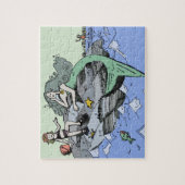 Zeemeermin kust schattig cartoon strand kind kunst legpuzzel (Verticaal)