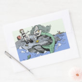 Zeemeermin kust schattig cartoon strand kind kunst rechthoekige sticker (Envelop)