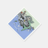 Zeemeermin kust schattig cartoon strand kind kunst servet (Hoek)