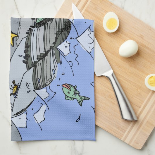 Zeemeermin kust schattig cartoon strand kind kunst theedoek (Quarter Fold)