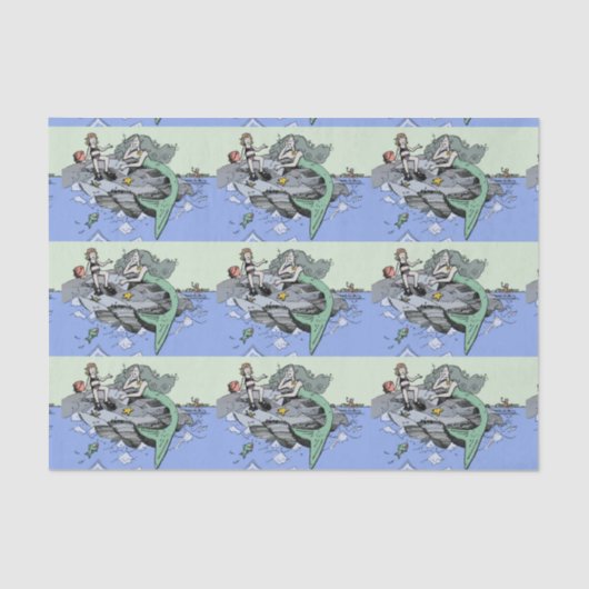 Zeemeermin kust schattig cartoon strand kind kunst tissuepapier (Voorkant)