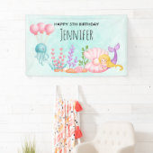 Zeemeermin & Kwallen Onder het Zee Waterverf Banne Spandoek (Insitu)