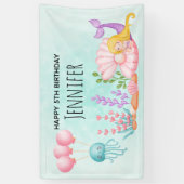 Zeemeermin & Kwallen Onder het Zee Waterverf Banne Spandoek (Verticaal)