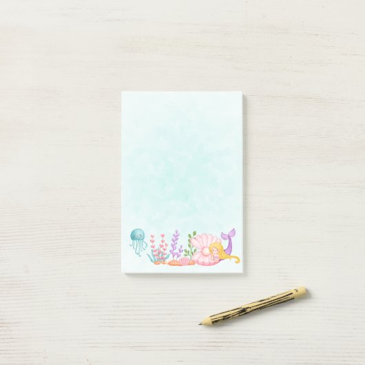 Zeemeermin & Kwallen Onder het Zee Waterverf Post- Post-it® Notes (Op bureau)