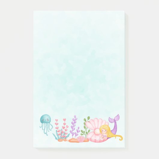 Zeemeermin & Kwallen Onder het Zee Waterverf Post- Post-it® Notes (Voorkant)
