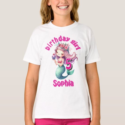 Zeemeermin leeftijd geboortenaam t-shirt (Voorkant)