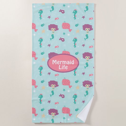 Zeemeermin Leven Strandhanddoek Strandlaken (Voorkant)