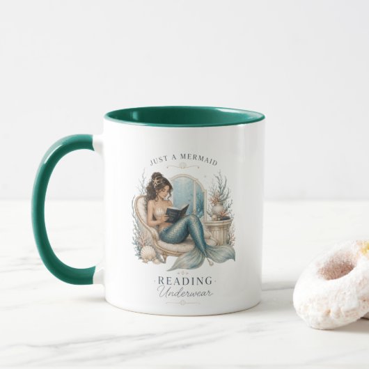 Zeemeermin lezend mok (Met donut)
