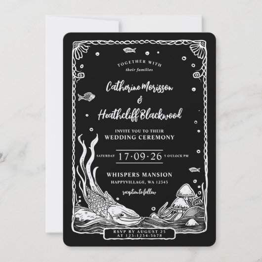 Zeemeermin liefde | Tarot bruiloft uitnodiging (Voorkant)